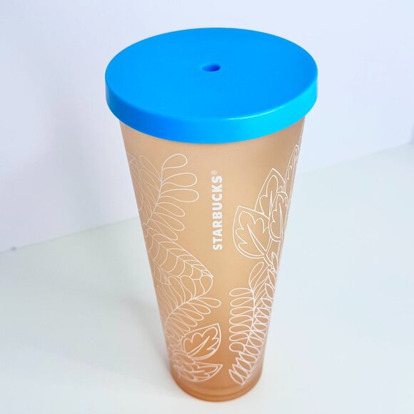 Starbucks Summer 2017 24oz Venti Tumbler Travel Cold Cup Coral Rainforest - Picture 2 of 2